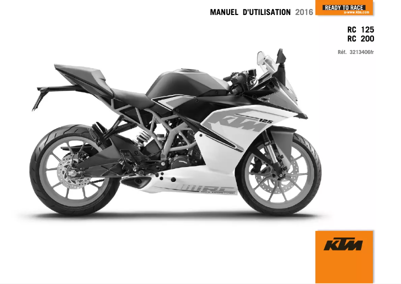 Page 1 de la notice Manuel utilisateur KTM RC 200 (2016)