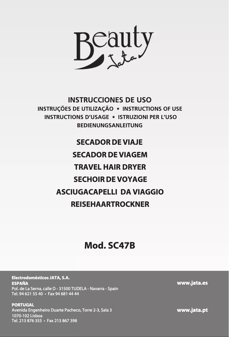 Page n°1 - Manuel utilisateur Jata SC47B