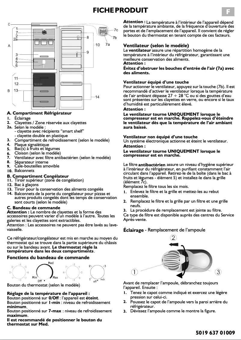 Page 1 de la notice Manuel utilisateur Whirlpool ARC 5554