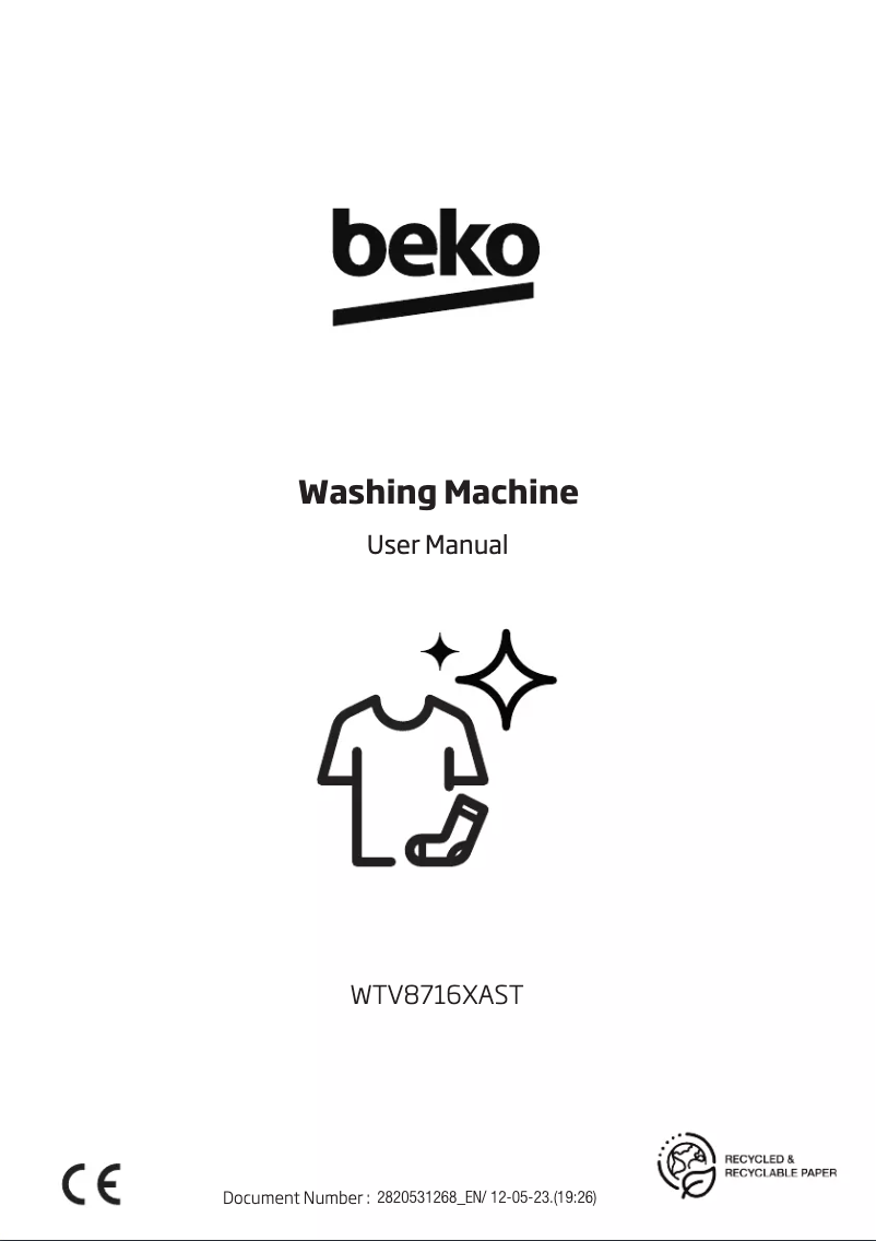 Page 1 de la notice Manuel utilisateur Beko WTV8716XAST