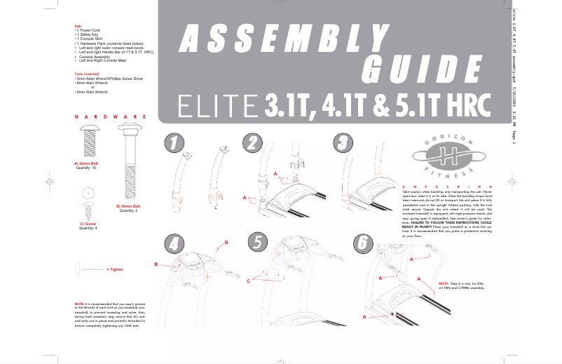 Image de la première page du manuel de l'appareil Elite 5.1T HRC