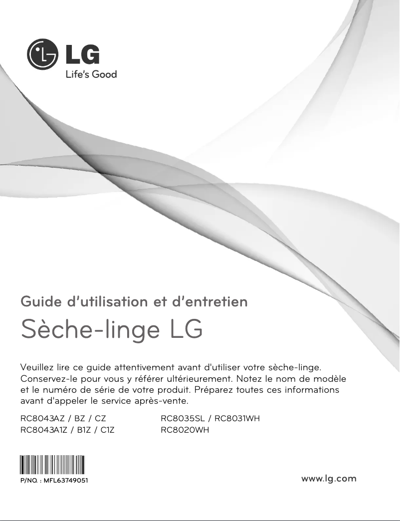 Page 1 de la notice Manuel utilisateur LG RC8043C1Z