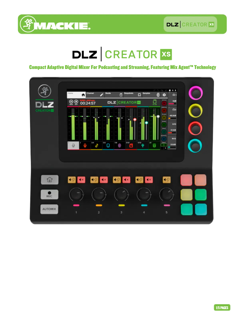 Page n°1 - Fiche technique Mackie DLZ Creator XS