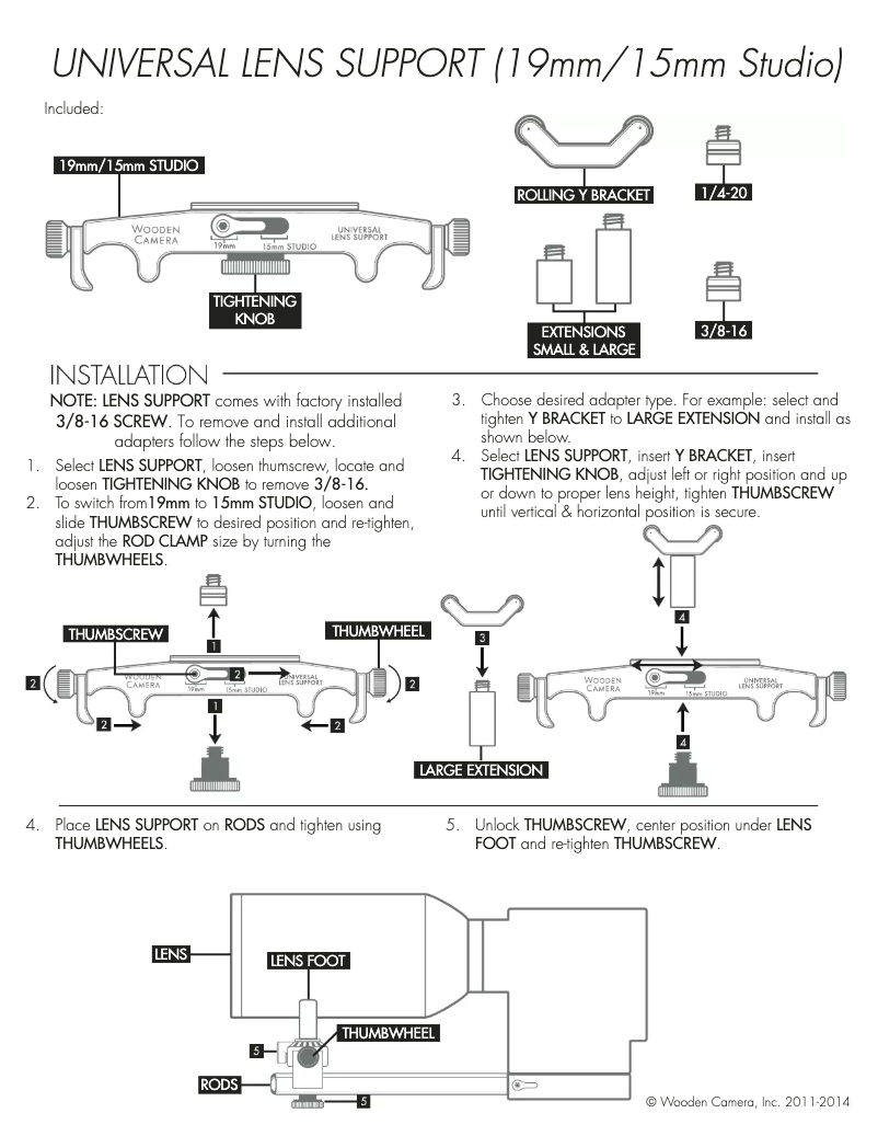 Page 1 de la notice Manuel utilisateur Wooden Camera 175500