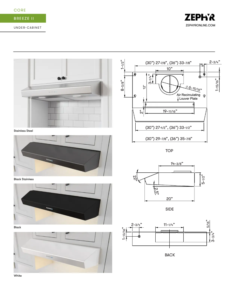 Página 1 del manual Ficha técnica Zephyr Breeze II AK1236CW