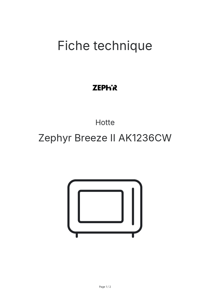 Page n°1 - Fiche technique Zephyr Breeze II AK1236CW