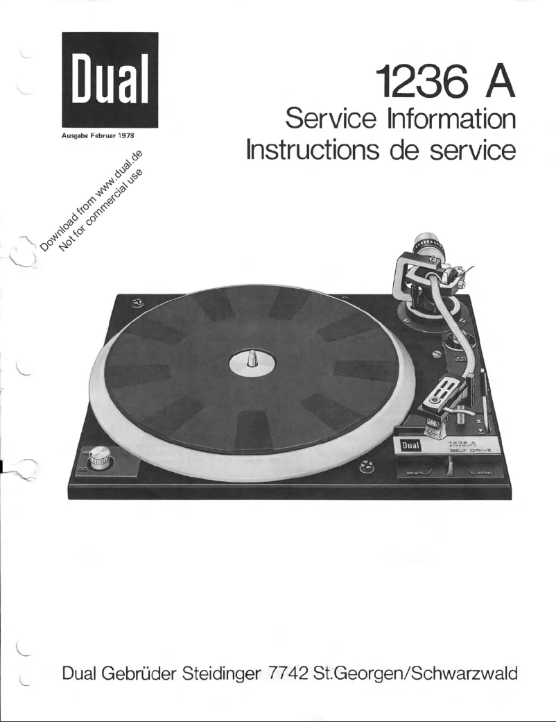 Page 1 de la notice Manuel utilisateur Dual 1236 A