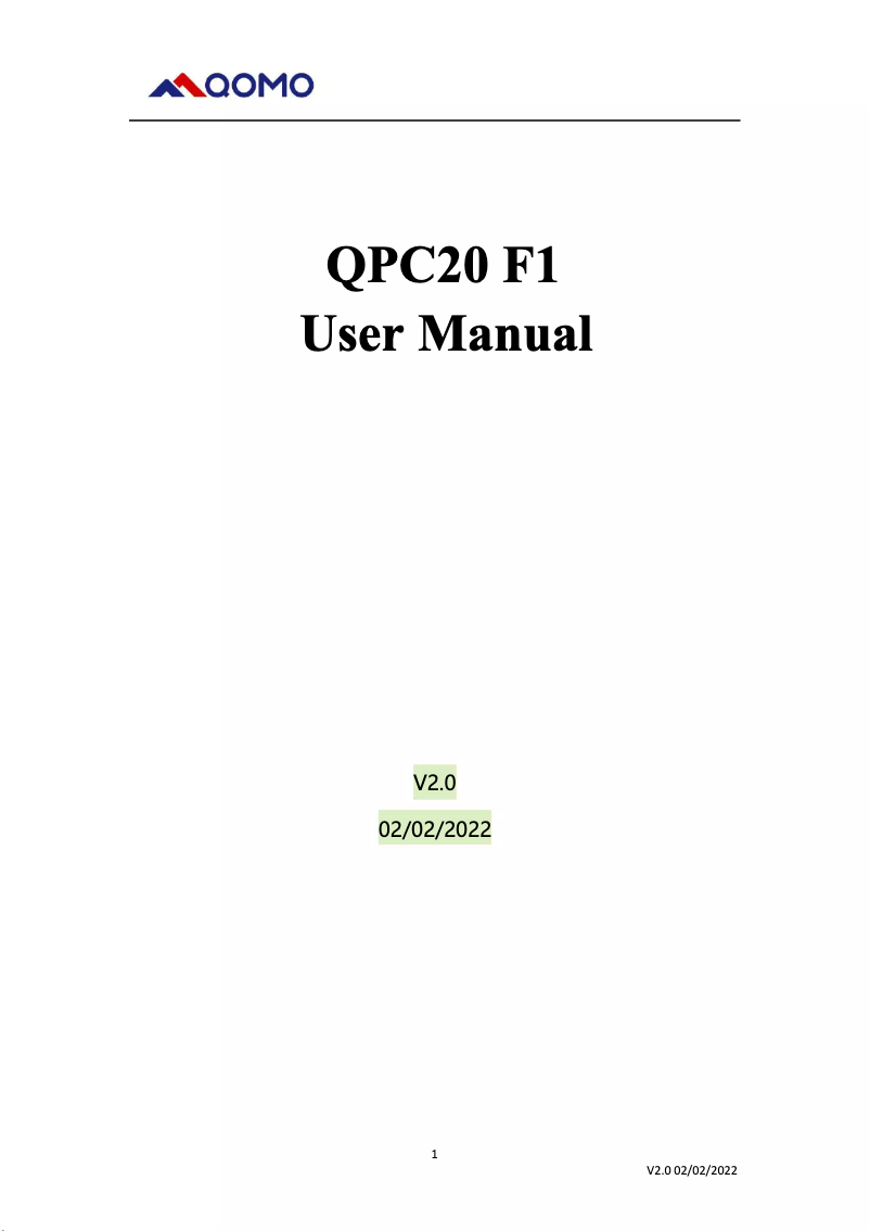 Page n°1 - Manuel utilisateur QOMO QPC20