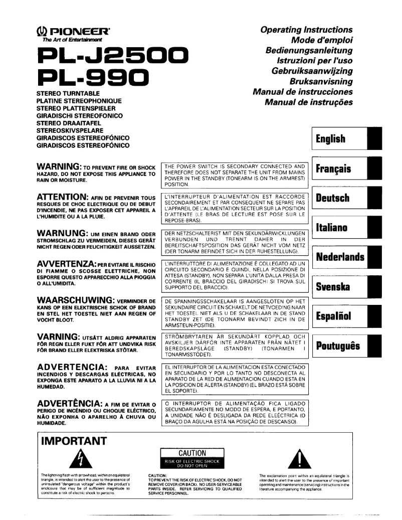 First page image of the manual for PL-990