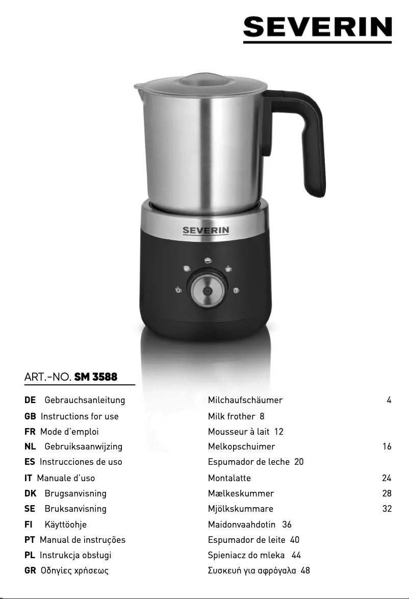 Page n°1 - Manuel utilisateur Severin SM 3588