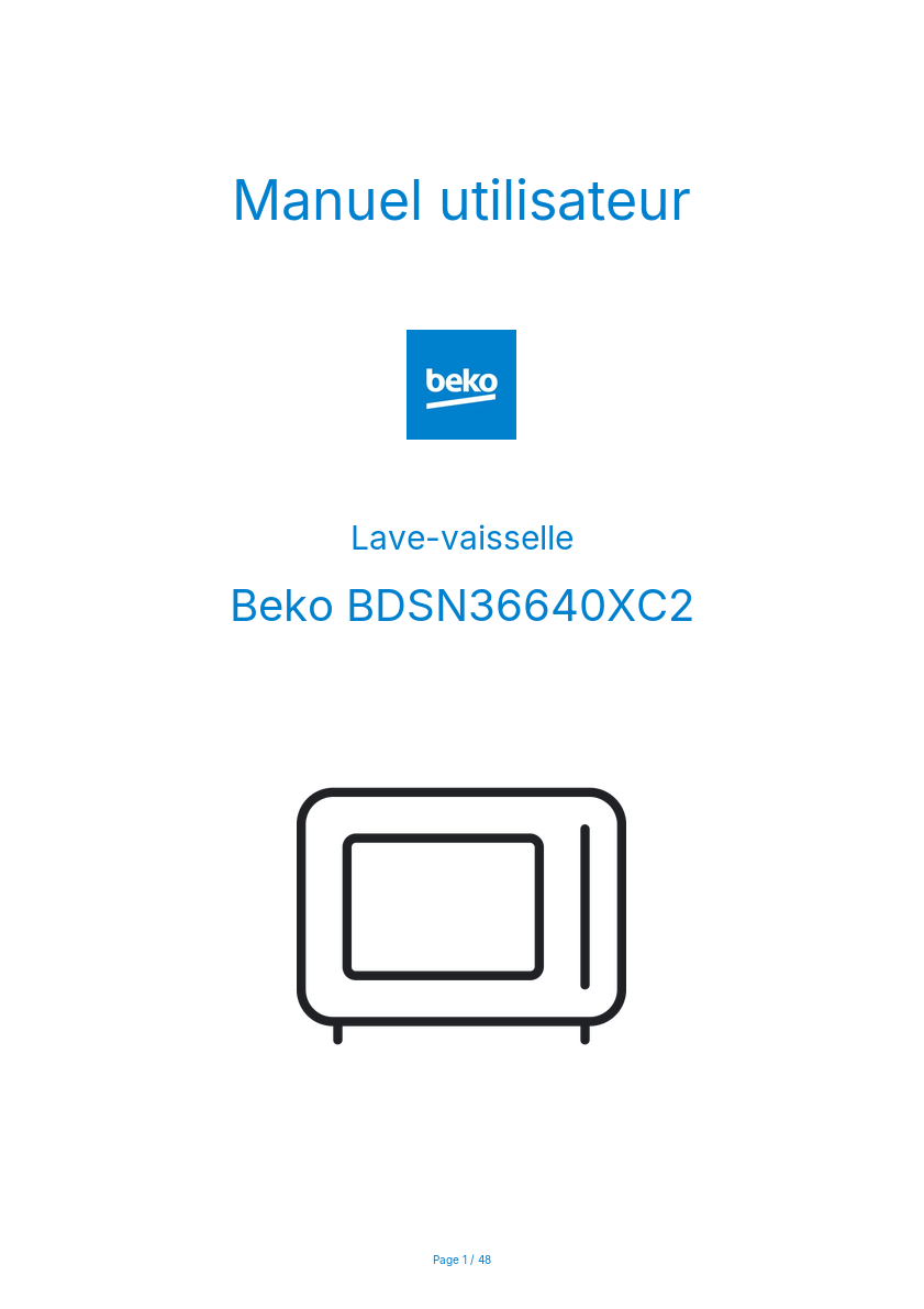 Image de la première page du manuel de l'appareil BDSN36640XC2