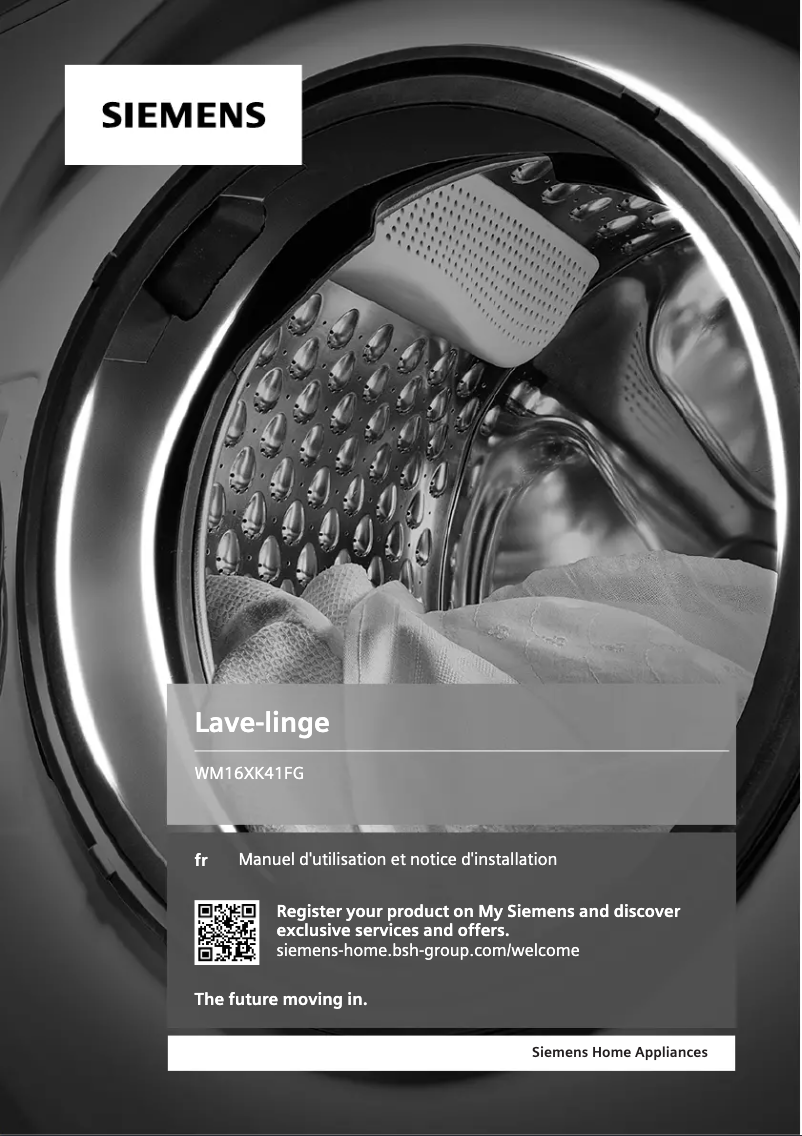 Page 1 de la notice Manuel utilisateur Siemens iQ700 WM16XK41FG washing machine