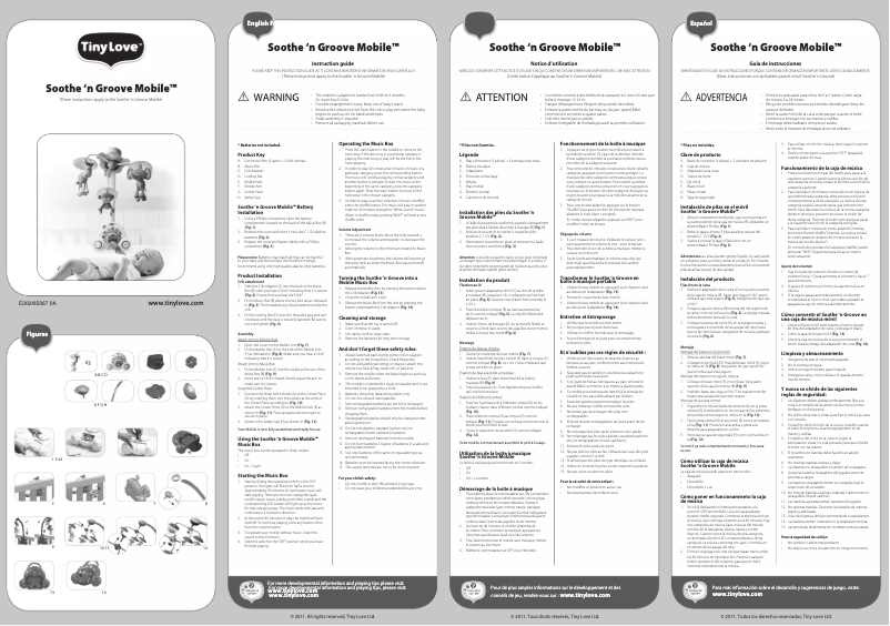 Page 1 de la notice Manuel utilisateur Tiny Love Soothe‘n Groove Mobile