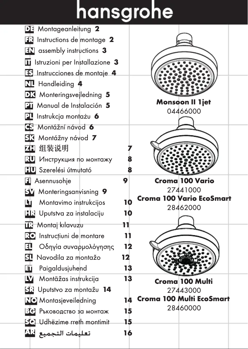 Image de la première page du manuel de l'appareil Croma 100
