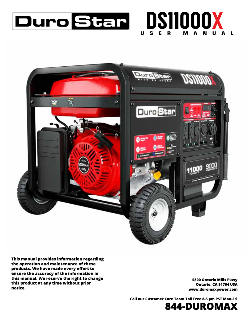 Page 1 de la notice Manuel utilisateur DuroStar DS11000X