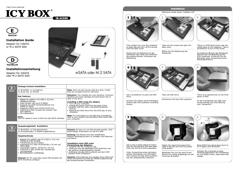 Page 1 de la notice Manuel utilisateur Icy Box IB-AC650