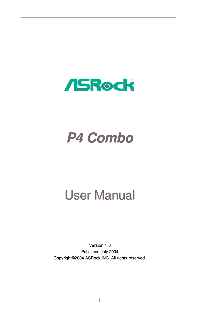 Page 1 de la notice Manuel utilisateur Asrock P4 Combo