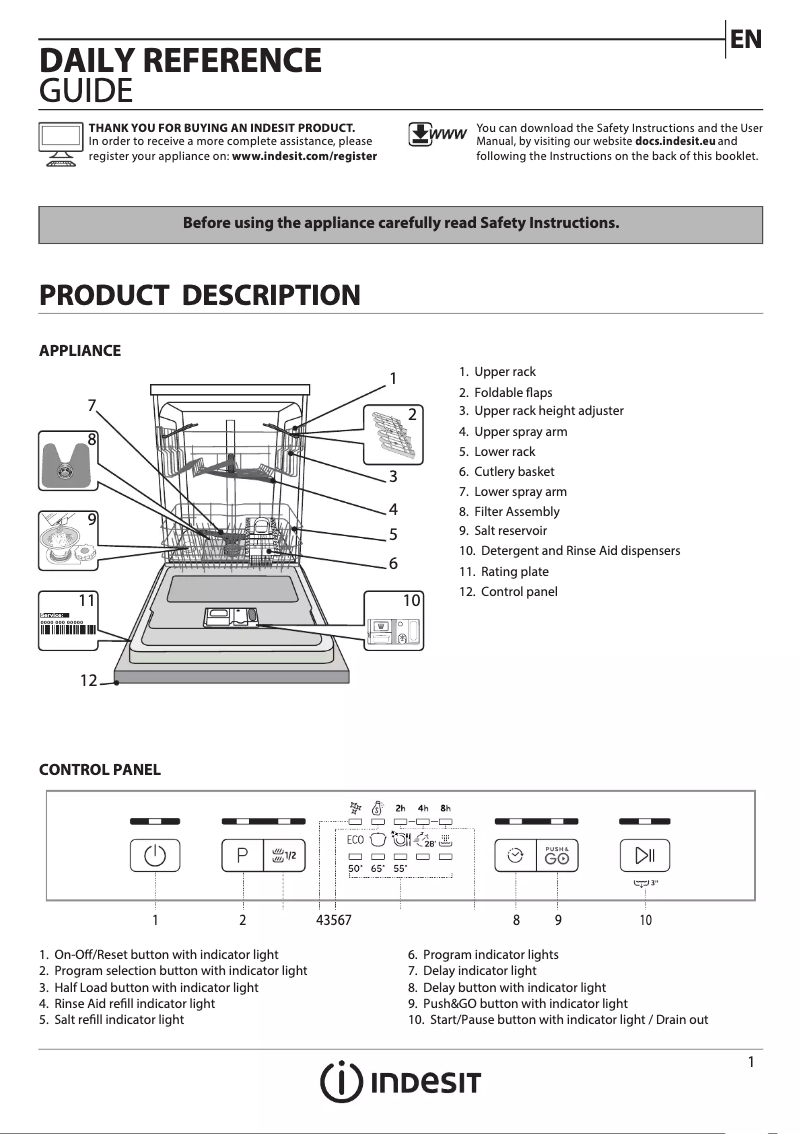 Página 1 del manual Manual de usuario Indesit I3B L626 UK