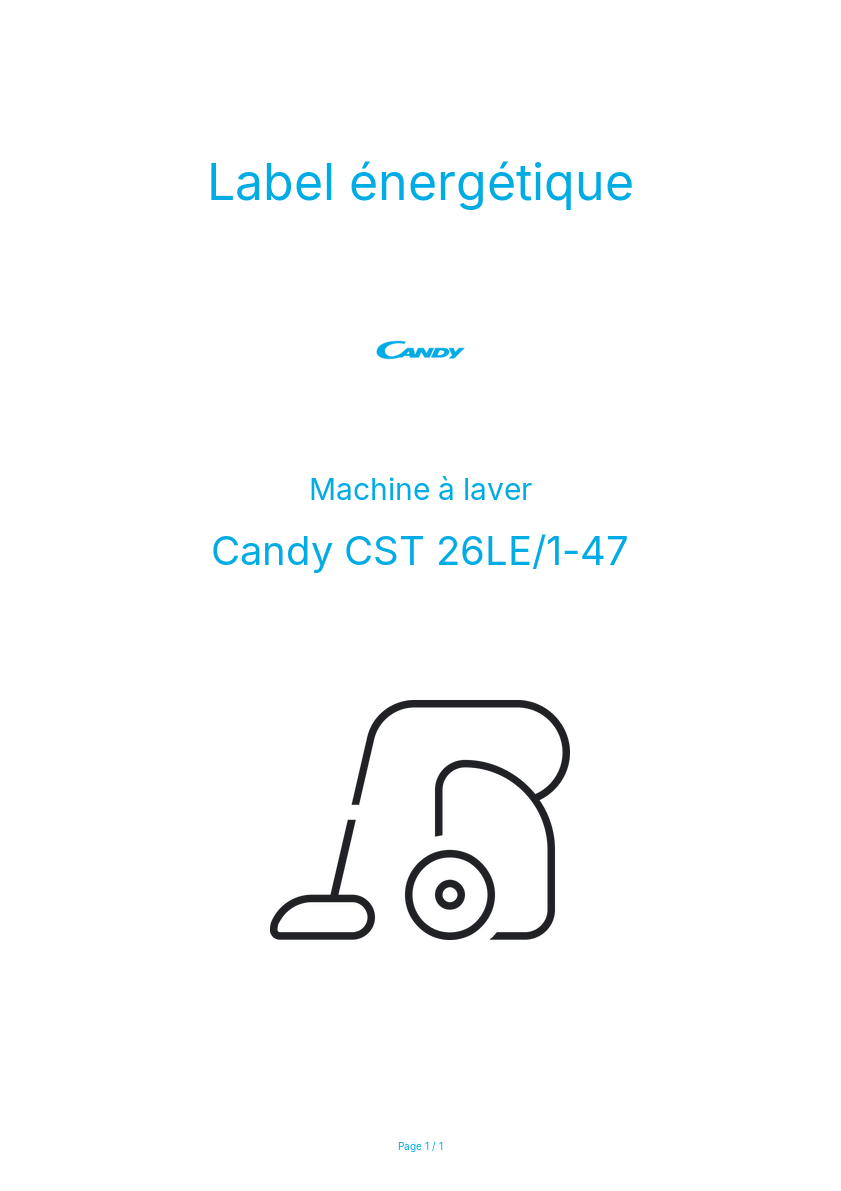 Page n°1 - Label énergétique Candy CST 26LE/1-47