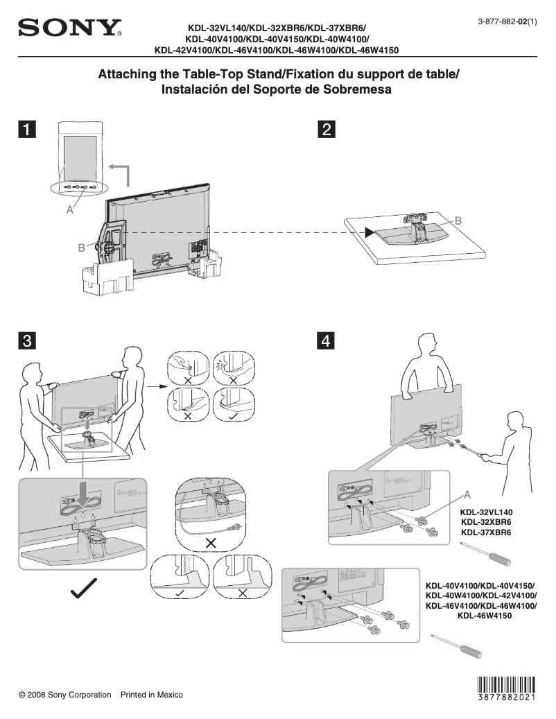 Page n°1 - Guide d'installation Sony Bravia KDL-32VL140