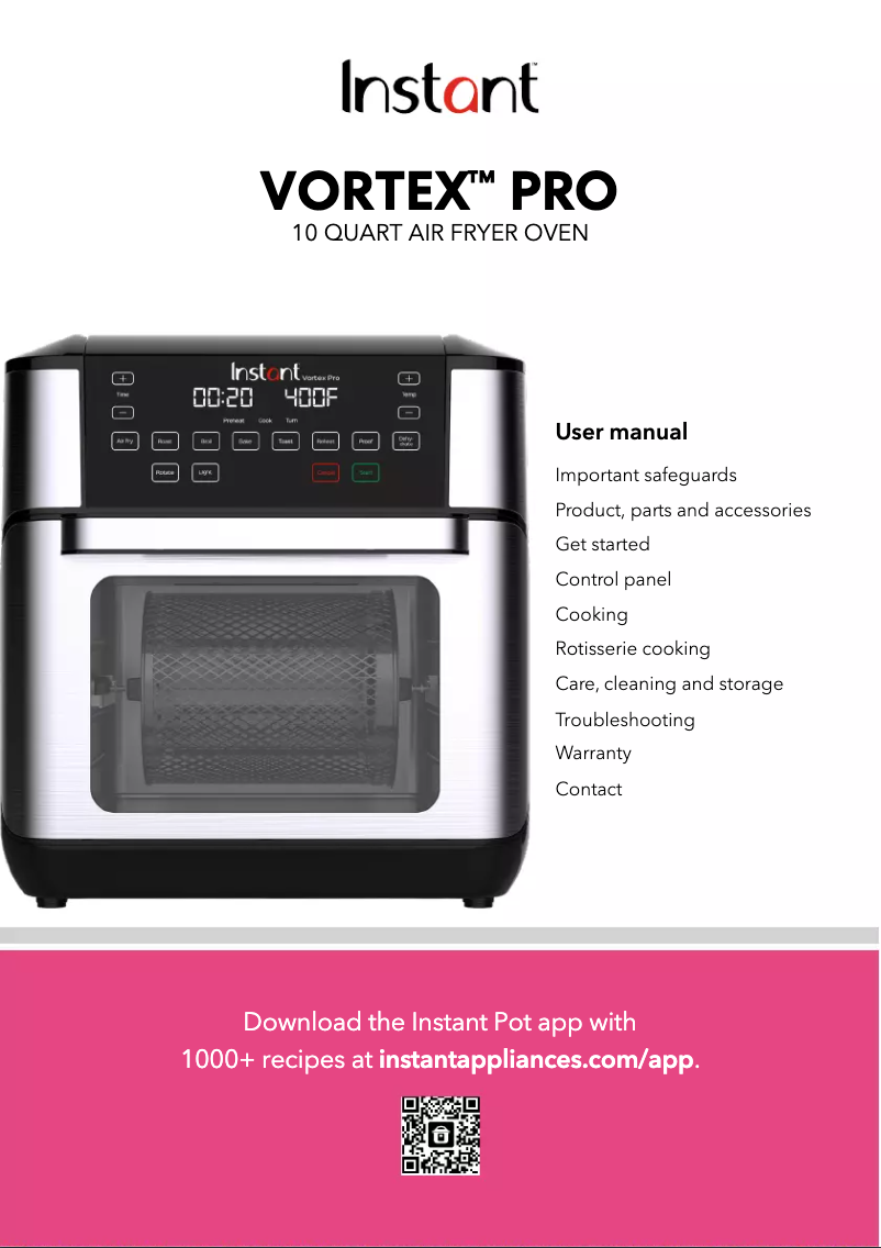 Page n°1 - Manuel utilisateur Instant Vortex Pro