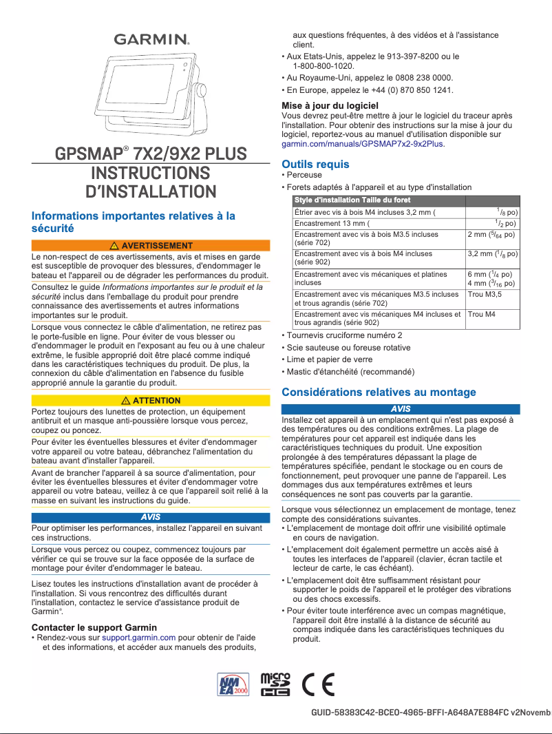 Page n°1 - Guide d'installation Garmin GPSMAP 922xs Plus