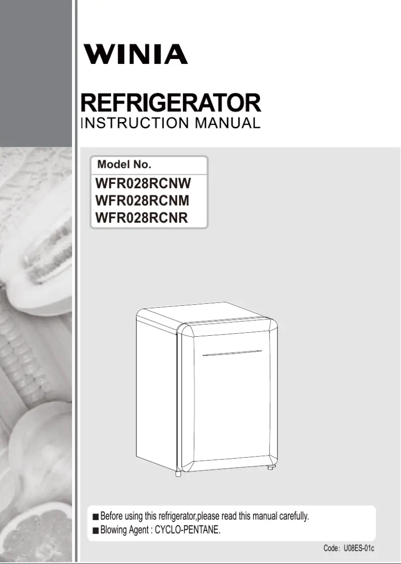 Page n°1 - Manuel utilisateur Winia WFR028RCNR