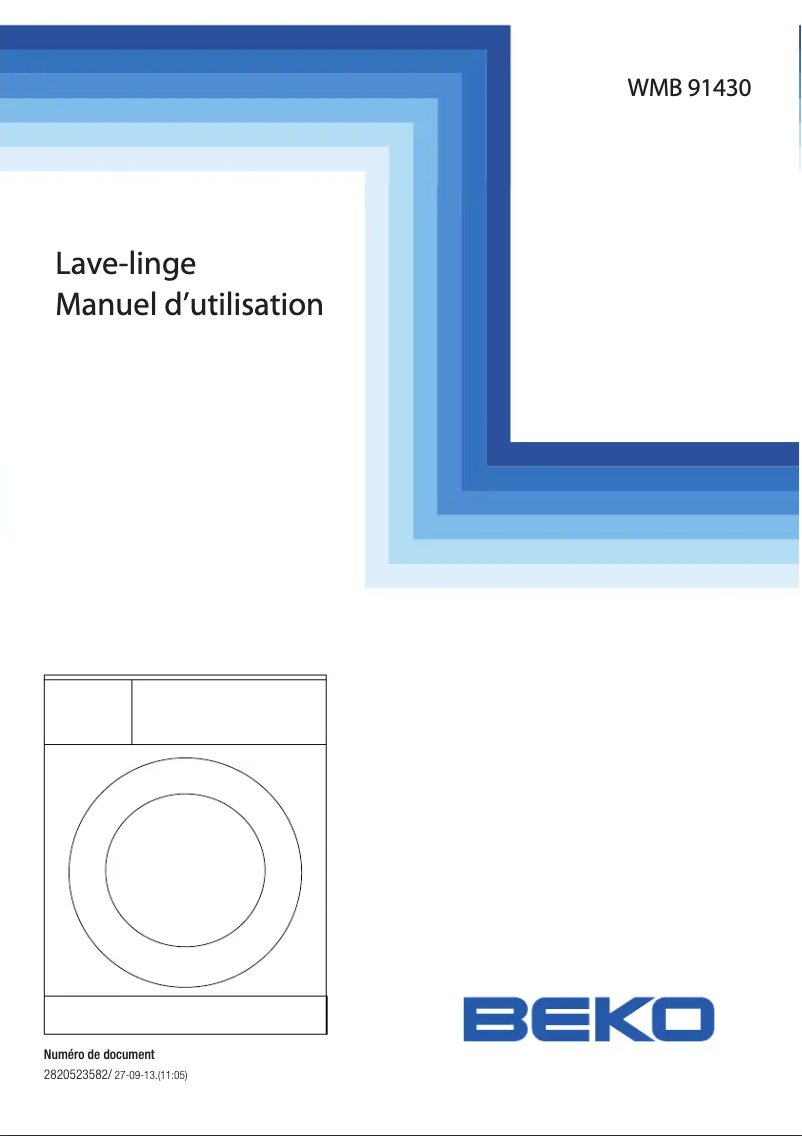 Page 1 de la notice Manuel utilisateur Beko WMB 91430
