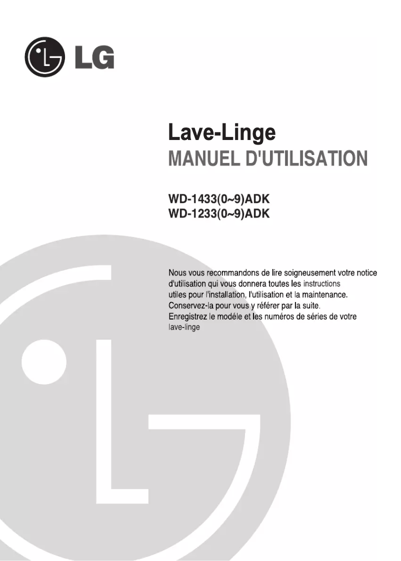 Page n°1 - Manuel utilisateur LG WD-14330ADK