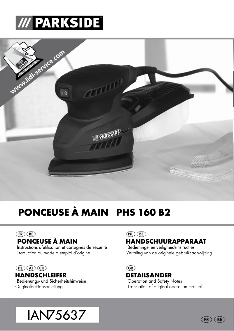 Page n°1 - Manuel utilisateur Parkside PHS 160 A1