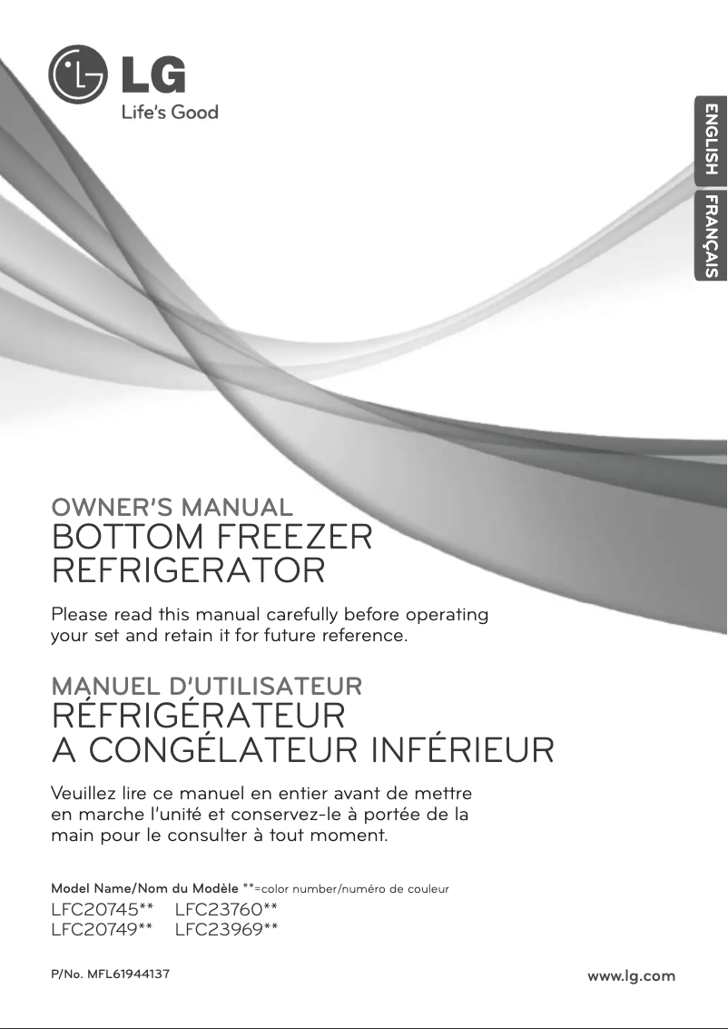 Page 1 de la notice Manuel utilisateur LG LFC20745SW
