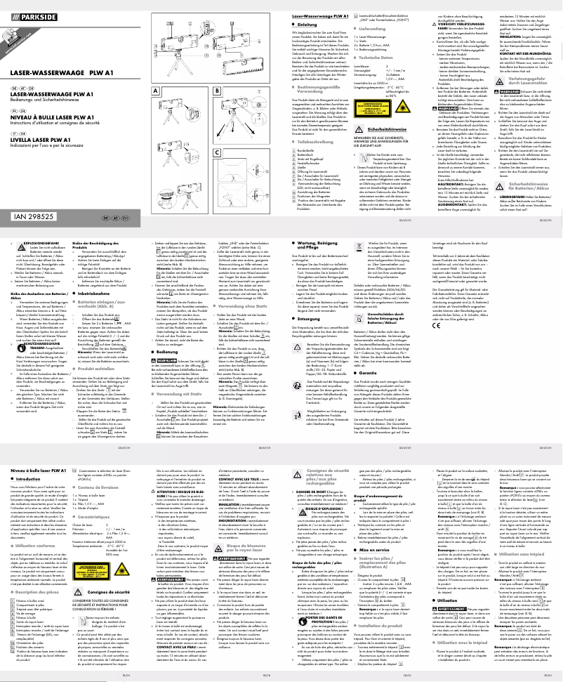Page n°1 - Manuel utilisateur Parkside PLW A1