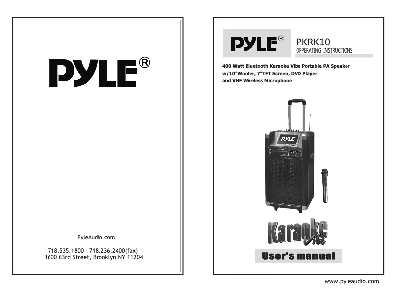 Page 1 de la notice Manuel utilisateur Pyle PKRK10