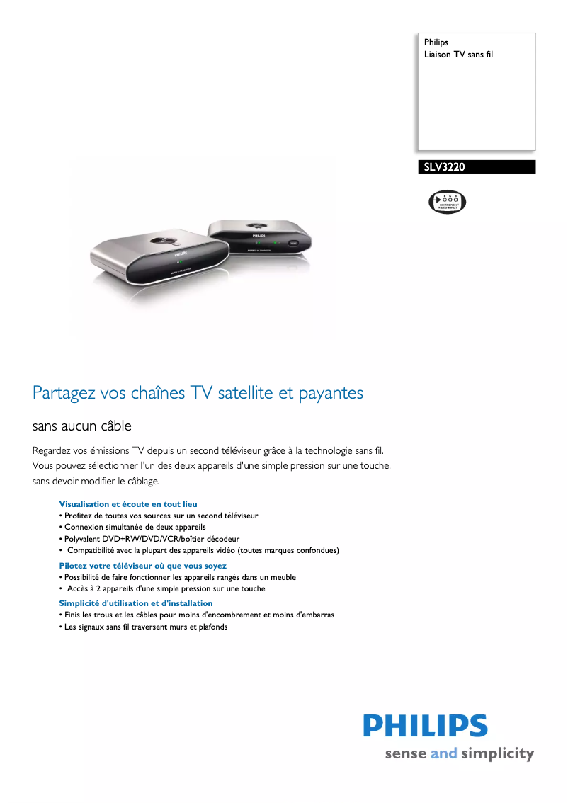 Página 1 del manual Ficha técnica Philips Wireless TV link SLV3220