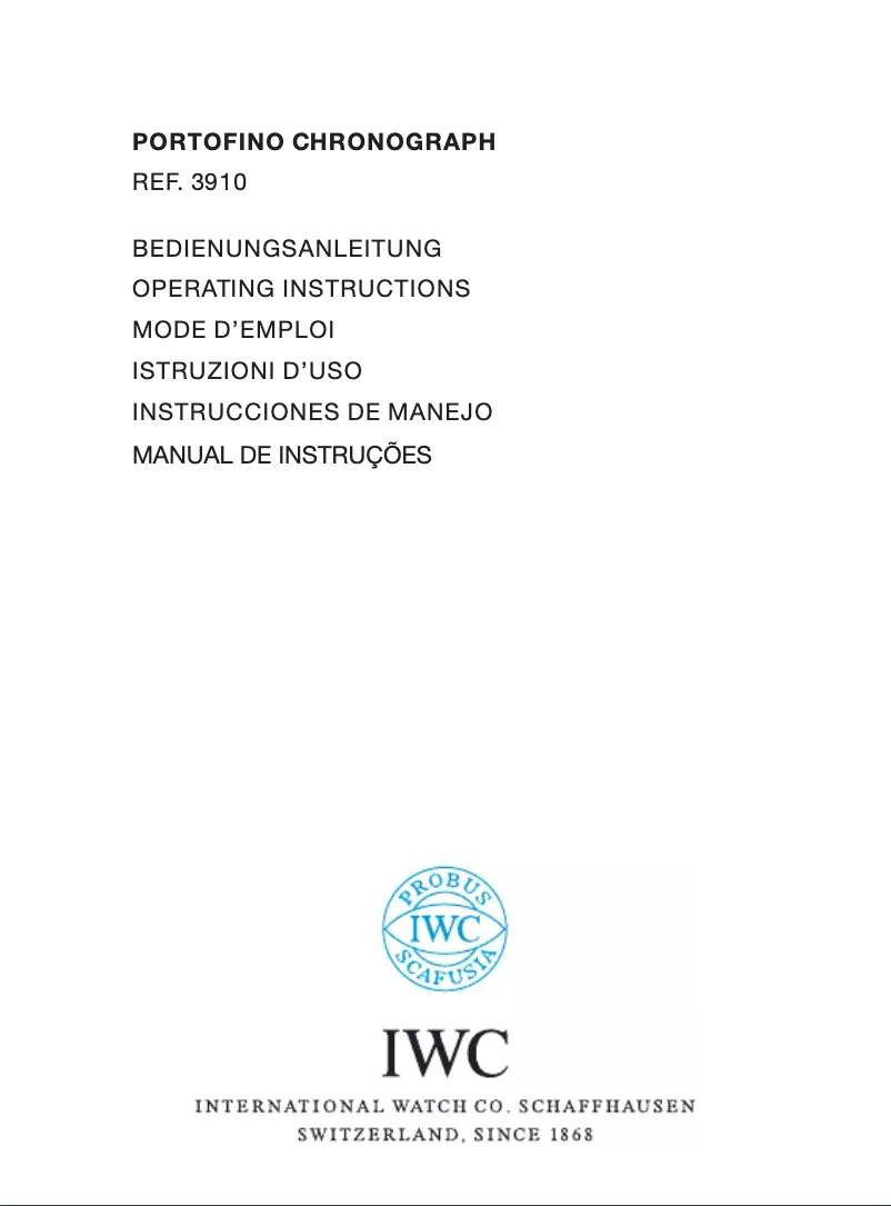 Page 1 de la notice Manuel utilisateur IWC Portofino Chronograph 3910