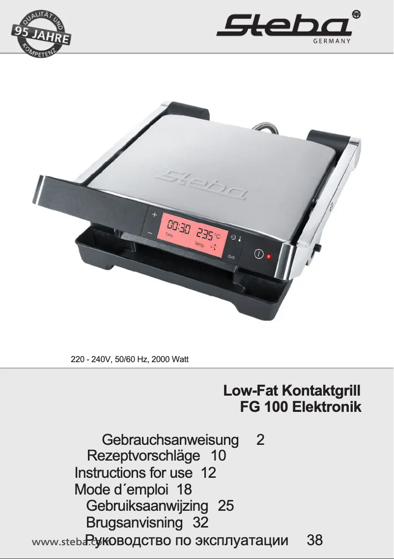 Page n°1 - Manuel utilisateur Steba FG 100