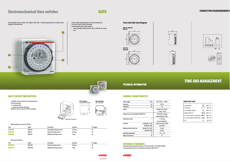 Page 1 de la notice Fiche technique Vemer NAPA-D