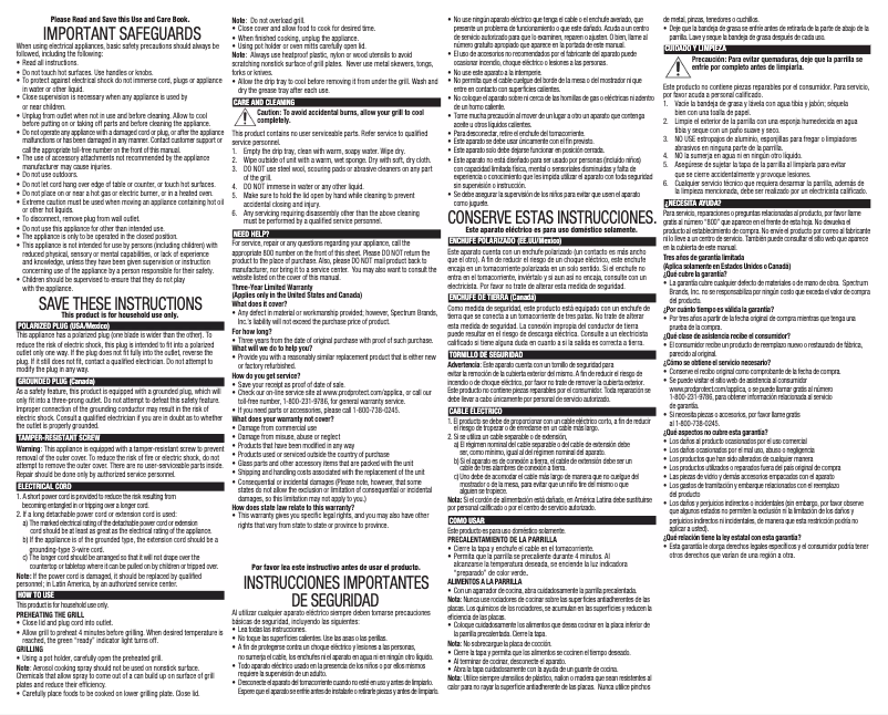 Page 1 de la notice Manuel utilisateur George Foreman GR136B