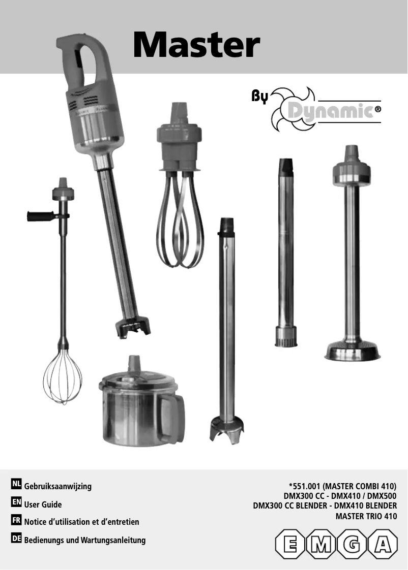 Page n°1 - Manuel utilisateur Dynamic Master 551001