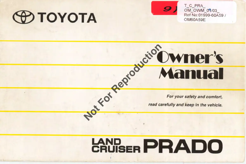 Image de la première page du manuel de l'appareil Land Cruiser Prado (2004)