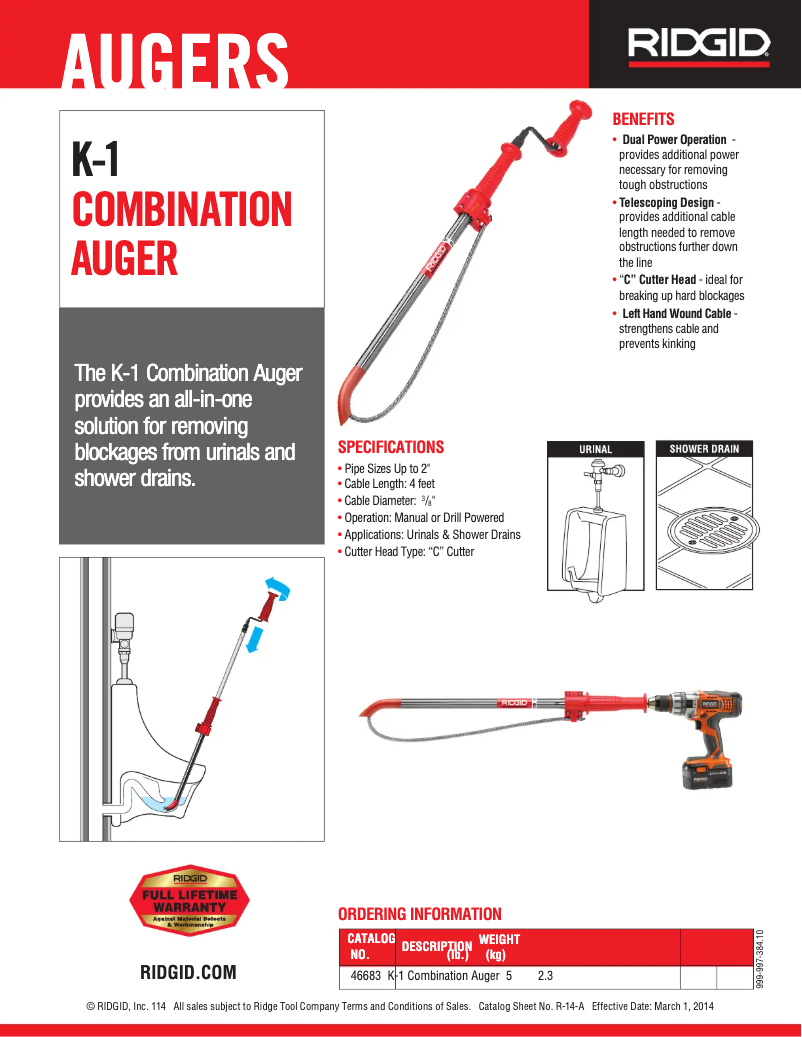 Page n°1 - Catalogue Ridgid K-1