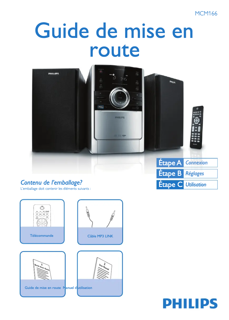 Page n°1 - Guide de démarrage rapide Philips MCM166