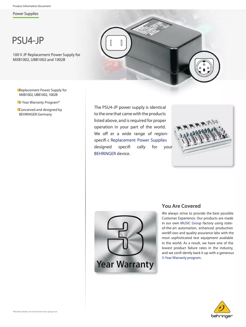 Image de la première page du manuel de l'appareil PSU4-JP