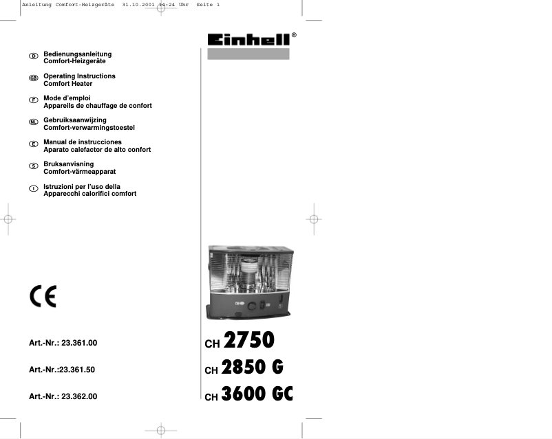 Page n°1 - Manuel utilisateur Einhell CH 3600 GC