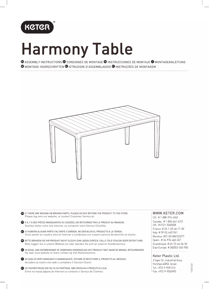 Image de la première page du manuel de l'appareil Harmony Table
