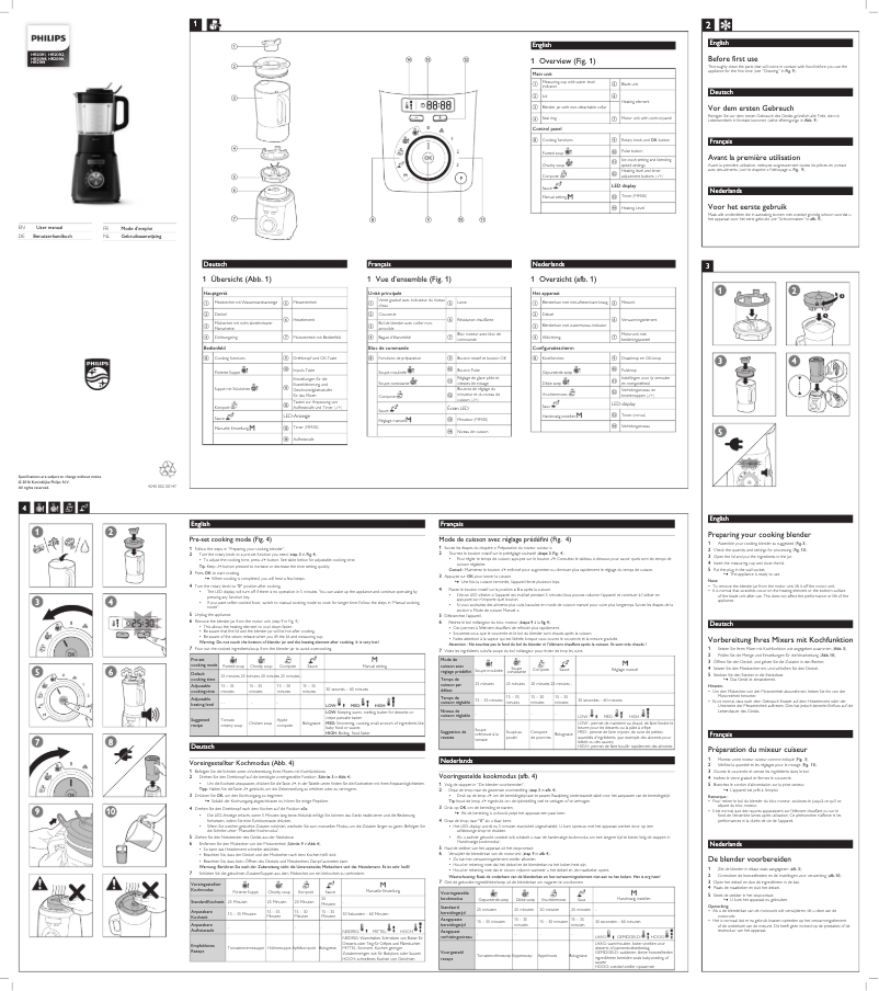 Image de la première page du manuel de l'appareil Avance Collection HR2098