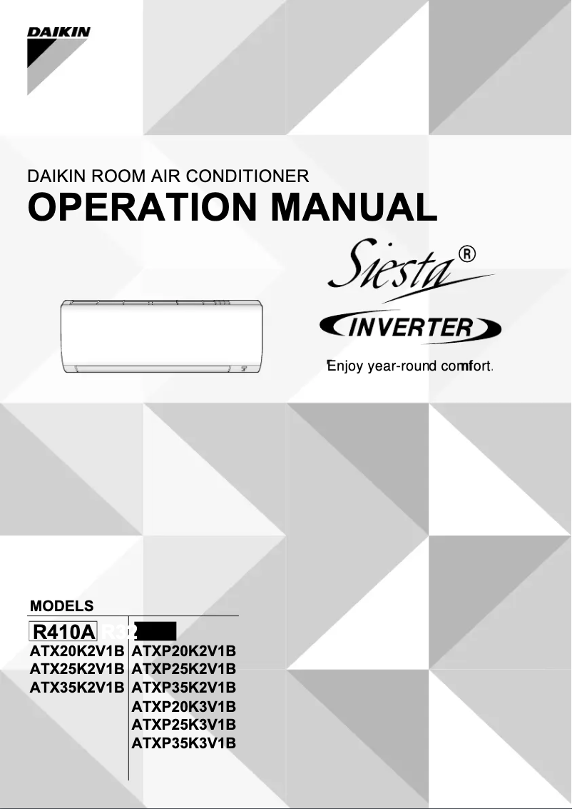 Page 1 de la notice Manuel utilisateur Daikin ATXP20K2V1B