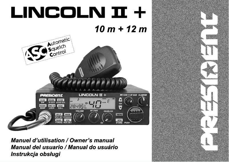 Page 1 de la notice Manuel utilisateur President Lincoln II