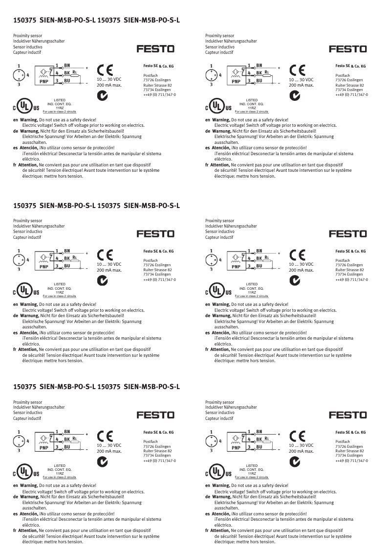 Page n°1 - Manuel utilisateur Festo SIEN-M5B-PO-S-L