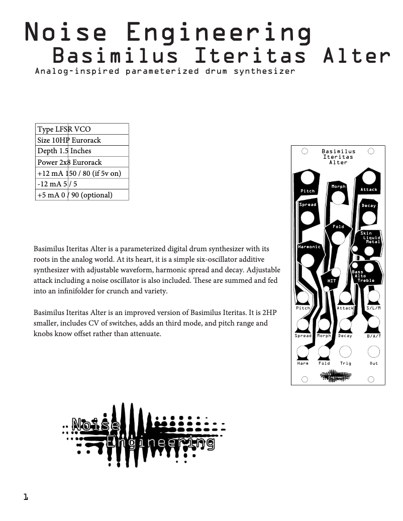 Page n°1 - Manuel utilisateur Noise Engineering Basimilus Iteritas Alter